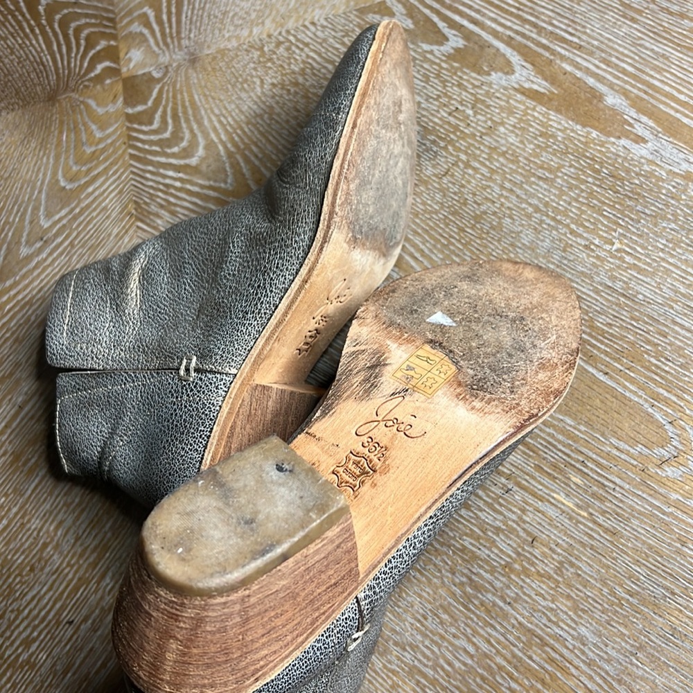JOIE Gold Leather Booties 36.5 - Picture 11 of 11